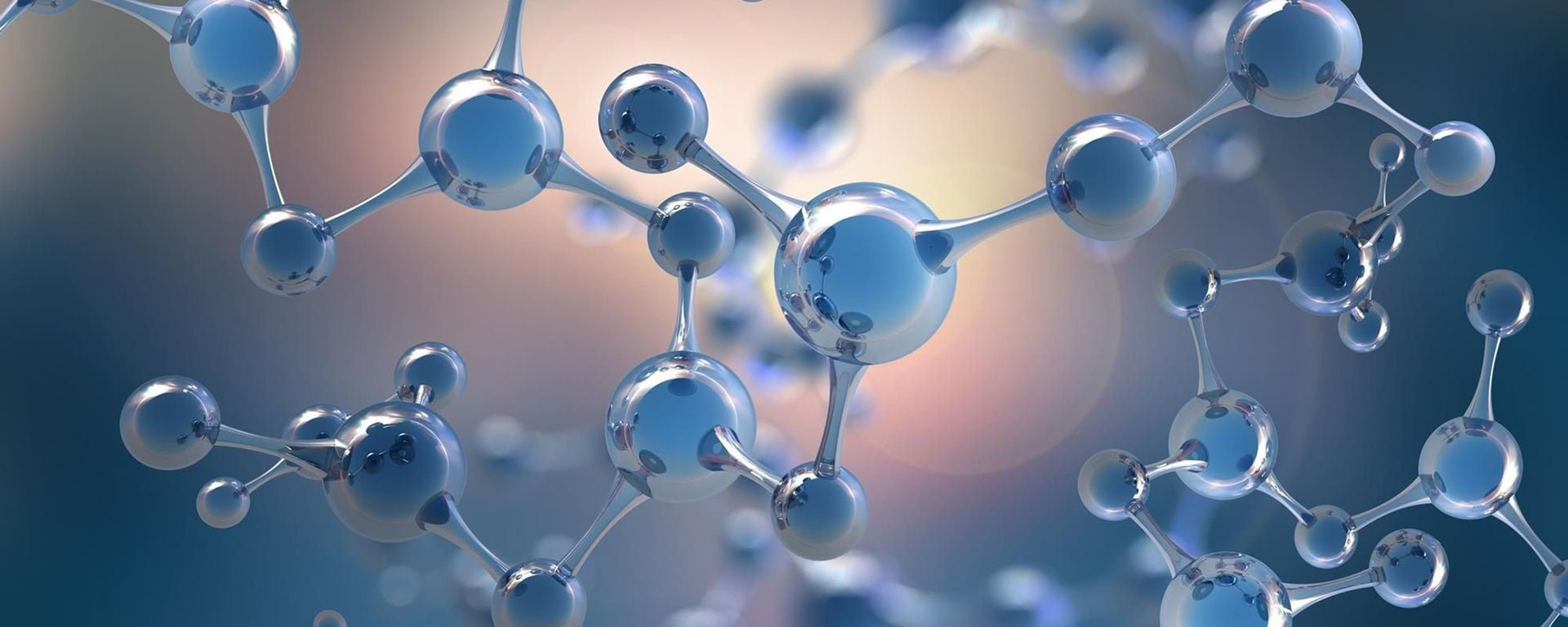 Close-up of bioactive compounds represented by interconnected molecular structures for health and performance.