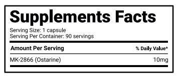 Smart Brothers MK-2866 supplement facts label showing serving size and MK-2866 dosage details.