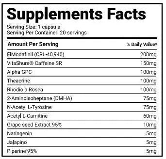 Supplement facts for Smart Brothers NZT showing ingredients, dosages, and serving information for nootropic formula.