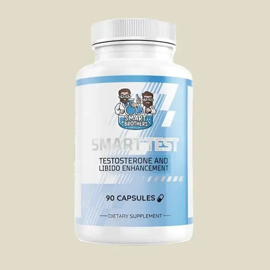 Smart Brothers SMART TEST testosterone booster capsules for enhanced performance and libido, 90 count dietary supplement.