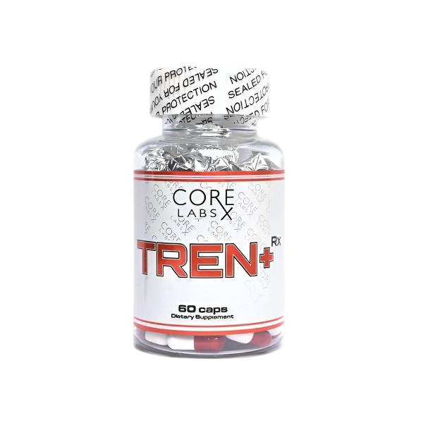 Tren + Rx 60 cap bottle for unmatched strength and muscle growth formula by Core Labs.