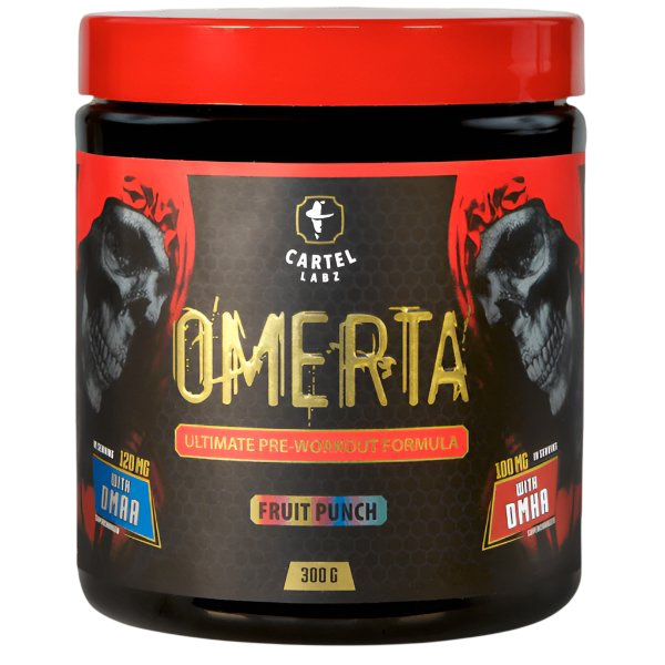 Cartel Labs Omerta Hardcore Pre-Workout Formula Fruit Punch 300g with DMHA and Beta-Alanine