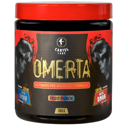 Cartel Labs Omerta Hardcore Pre-Workout Formula Fruit Punch 300g with DMHA and Beta-Alanine