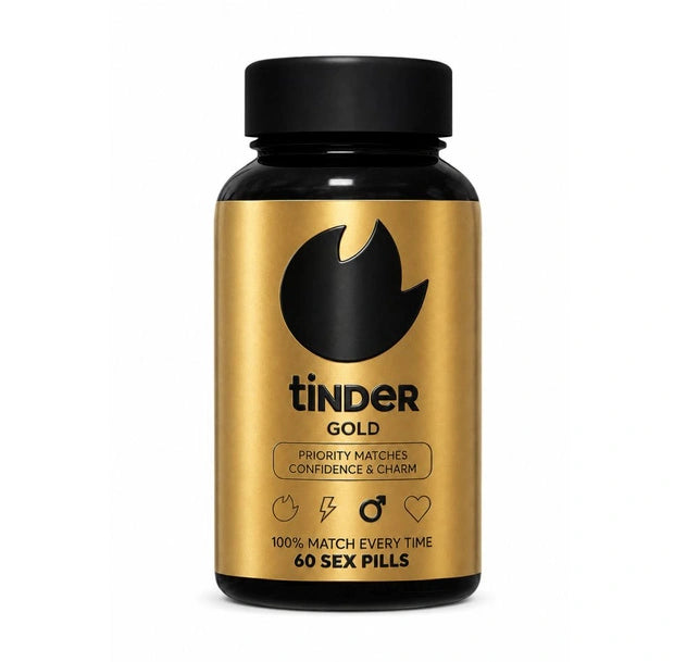 Tinder Hero Gold 60 capsules bottle for male vitality and confidence.