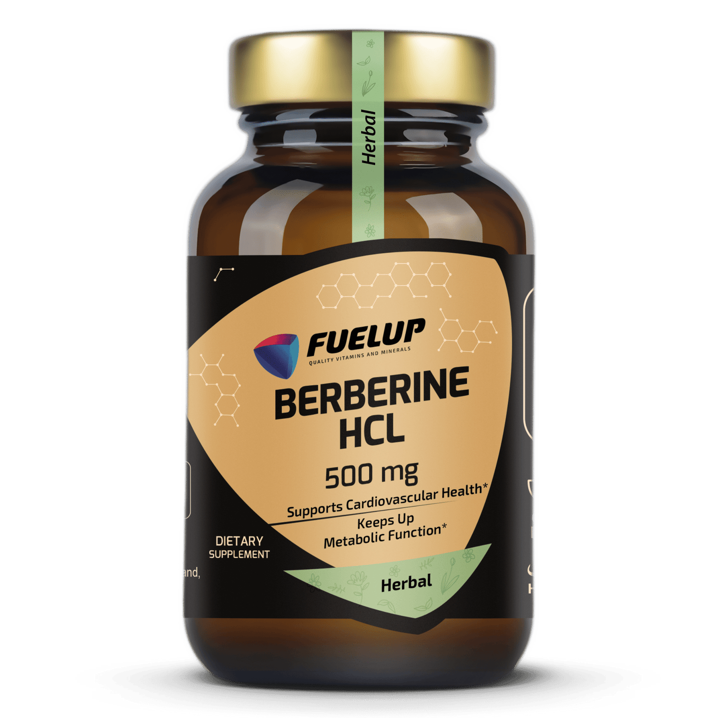 FuelUp Berberine HCL 500 mg supplement bottle for metabolic support and overall wellness.
