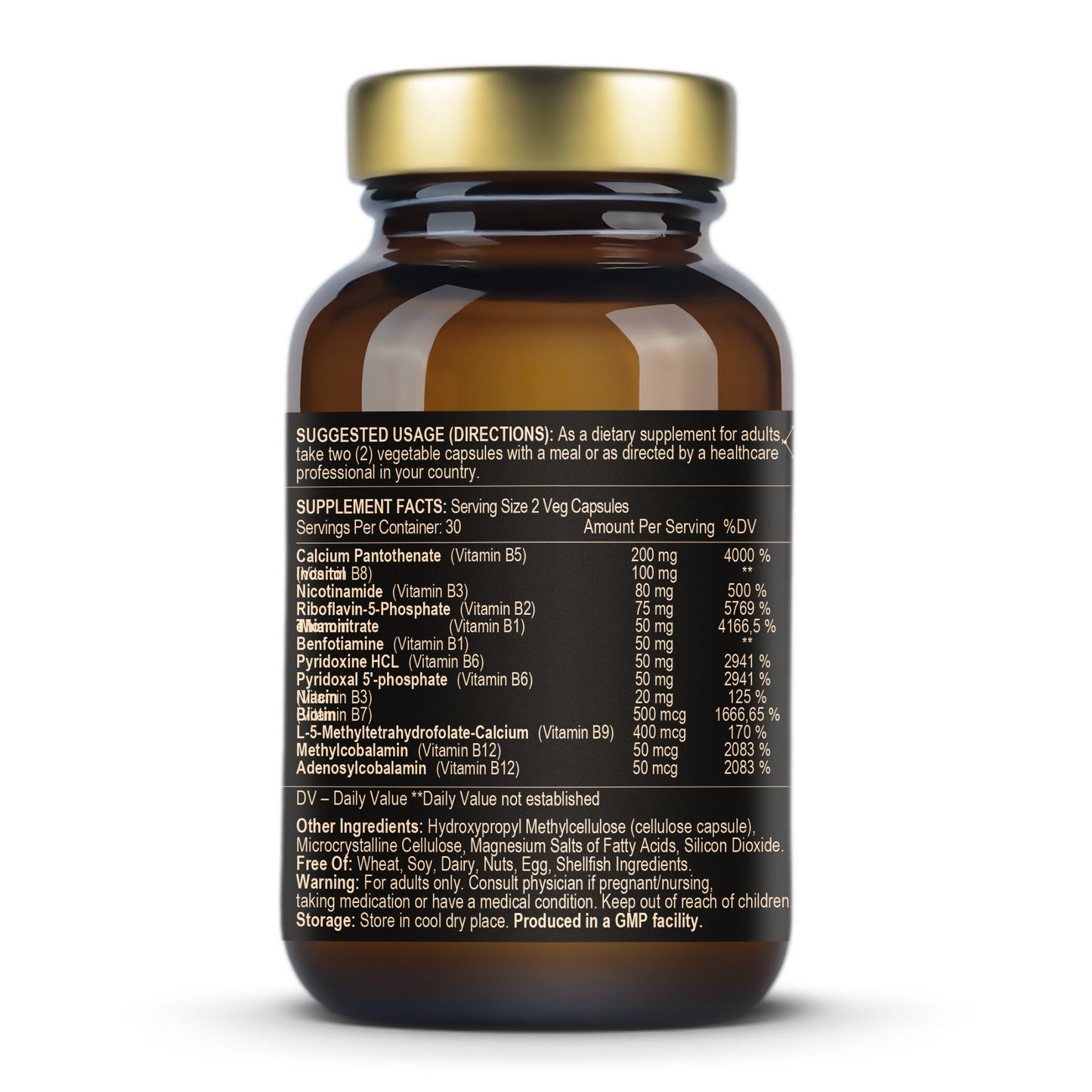 FuelUp Liposomal B Complex supplement facts highlighting liposomal vitamin b complex benefits.