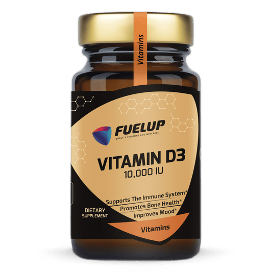FuelUp high-strength vitamin D3 capsules 10,000 IU for immune support and bone health