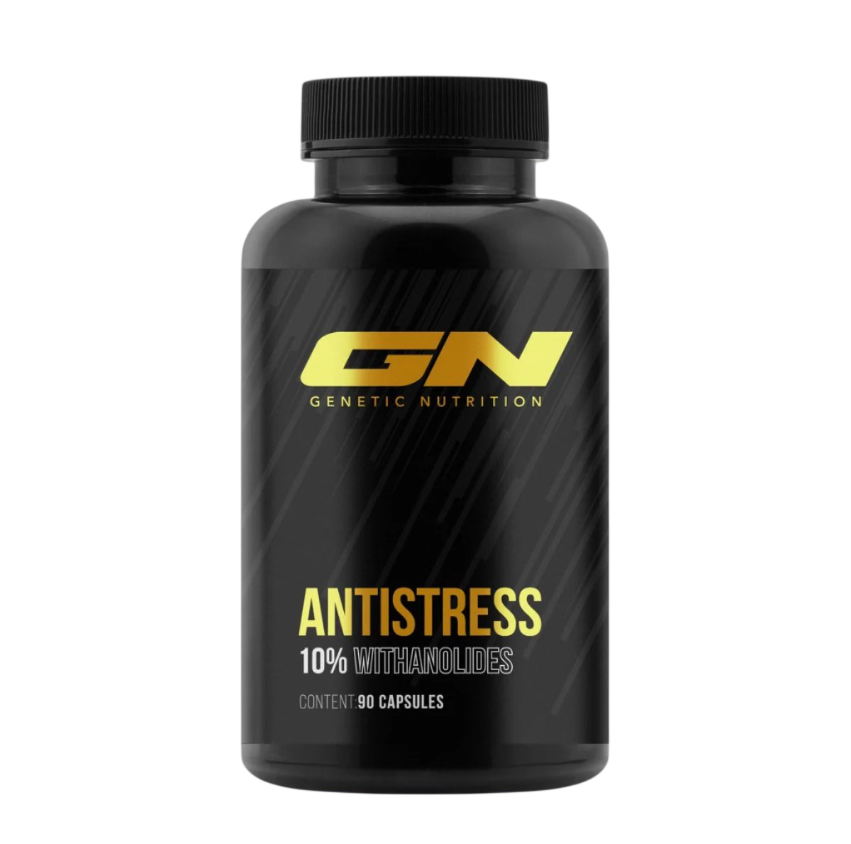 Genetic Nutrition Anti Stress supplement bottle with 90 capsules for stress relief and recovery.