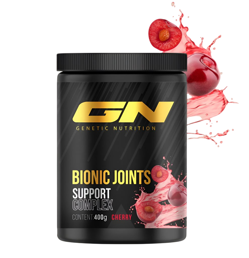 Genetic Nutrition Laboratories Bionic Joints 400g supplement in cherry flavor for joint support and mobility.