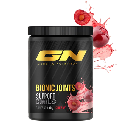 Genetic Nutrition Laboratories Bionic Joints 400g supplement in cherry flavor for joint support and mobility.