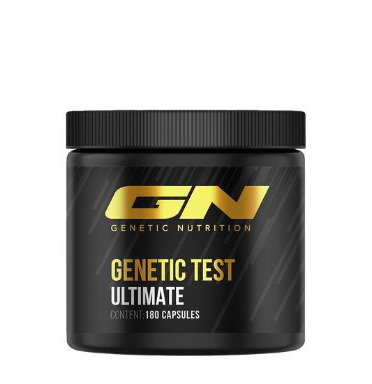 GN Laboratories Test Ultimate | Genetic Nutrition dietary supplement jar with 180 capsules for muscle and vitality.
