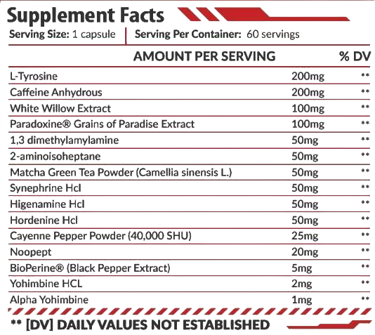 Hero Nutrition Red Inferno DMAA DMHA 60 caps - GIGACULT