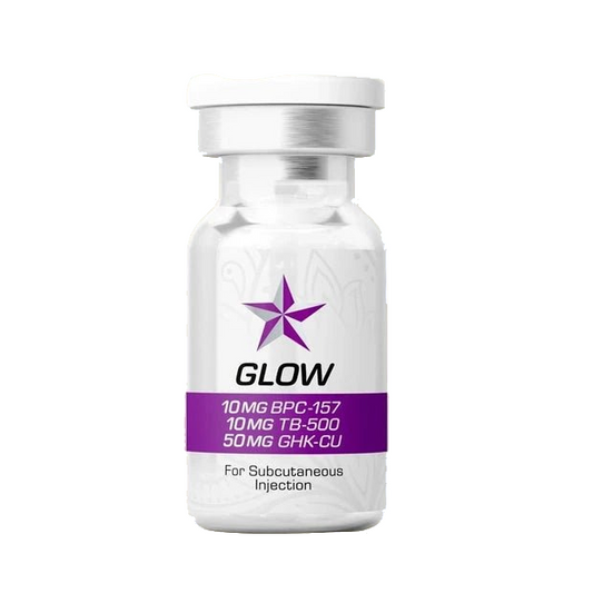 Nucleon Nutrition Glow - BPC-157 TB-500 GHK-Cu peptide blend in a vial for subcutaneous injection.