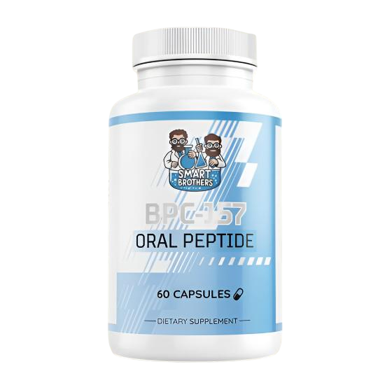 Smart Brothers BPC-157 60 caps bottle labeled as oral peptide dietary supplement.