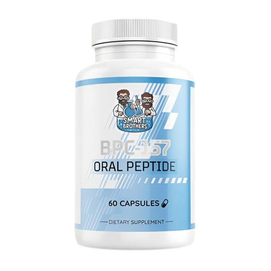 Smart Brothers BPC-157 60 caps bottle labeled as oral peptide dietary supplement.