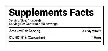 Smart Brothers GW-501516 Supplement Facts label detailing dosage and servings for Cardarine.